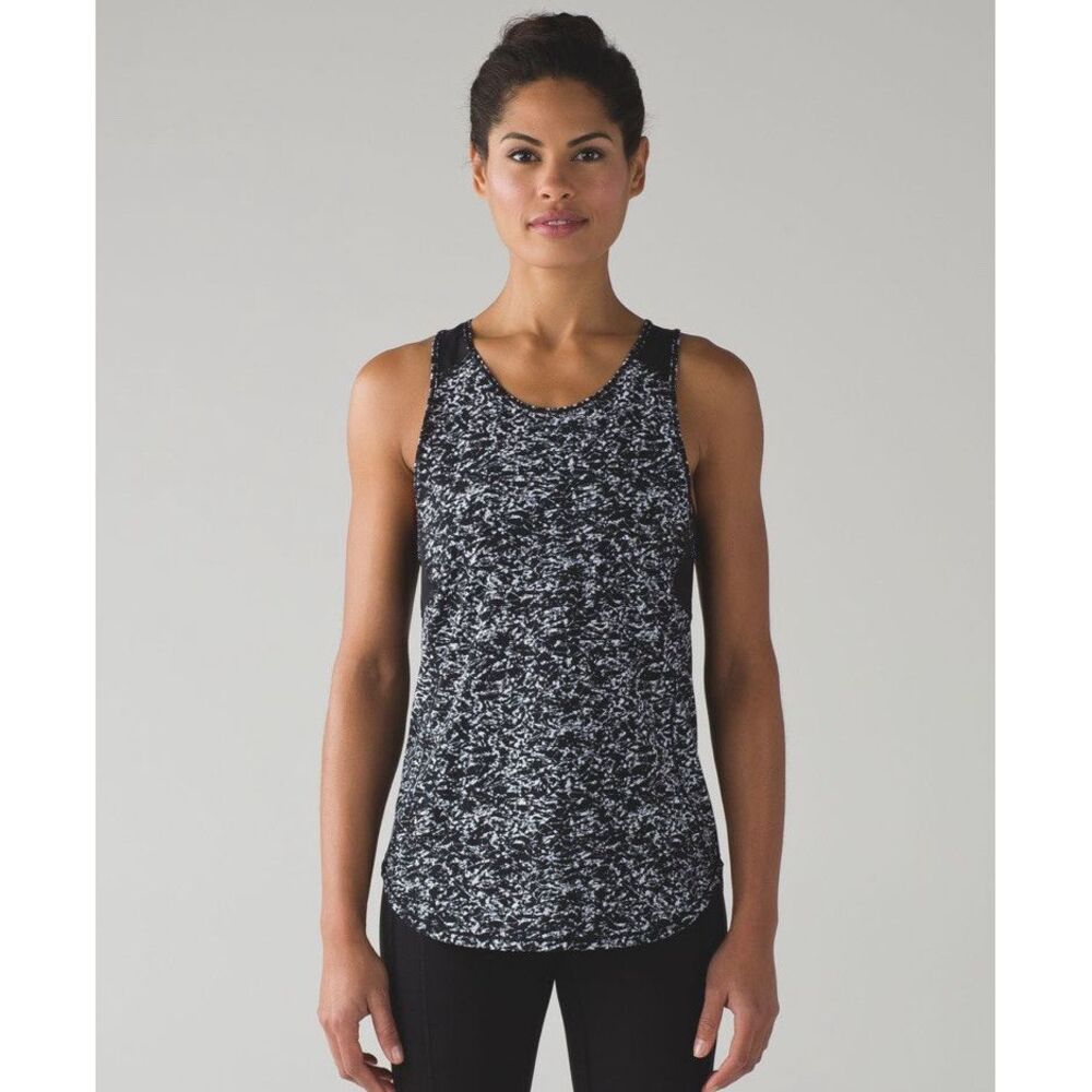 LULULEMON Women's Sculpt Tank II Black Floral Spritz Multi Mesh Panel Size 4 $58